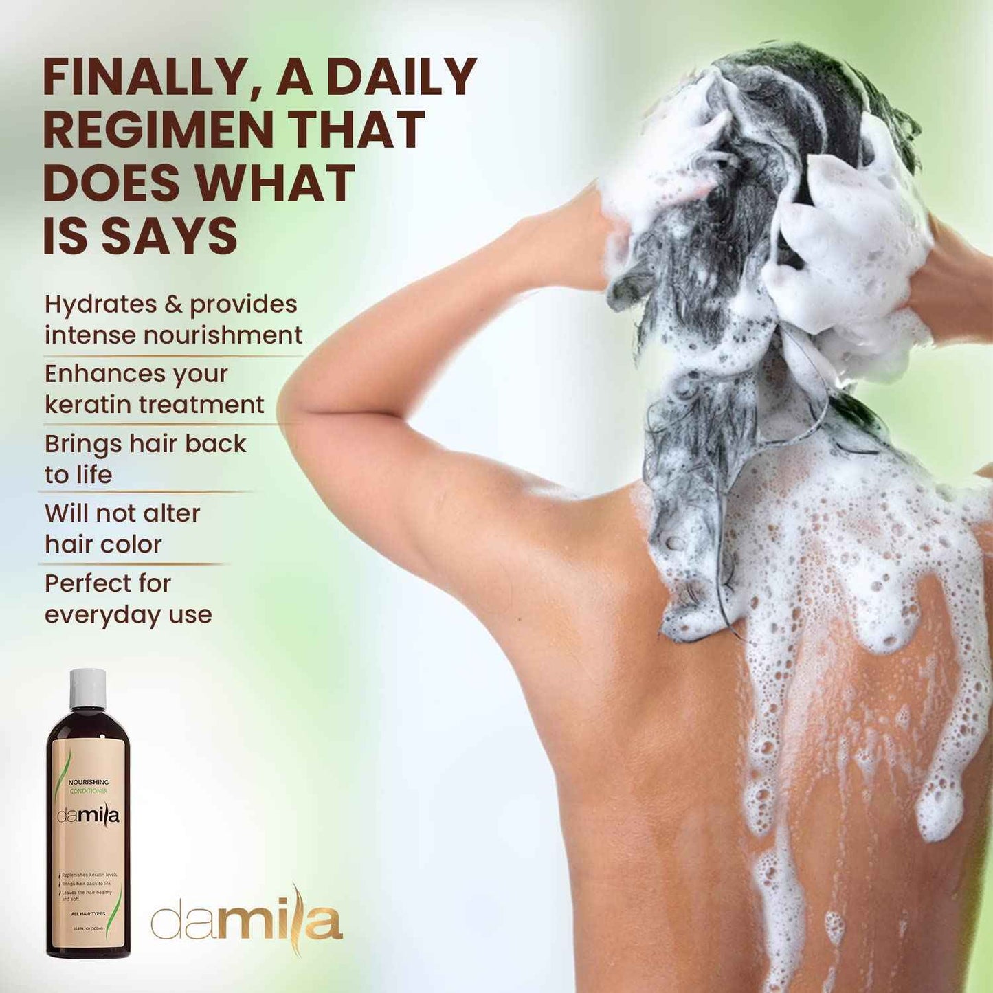 damila Nourishing Conditioner with Keratin & Aloe Vera - Perfect for Damaged, Frizzy, Curly, or Dry Hair (33.8 Fl Oz)
