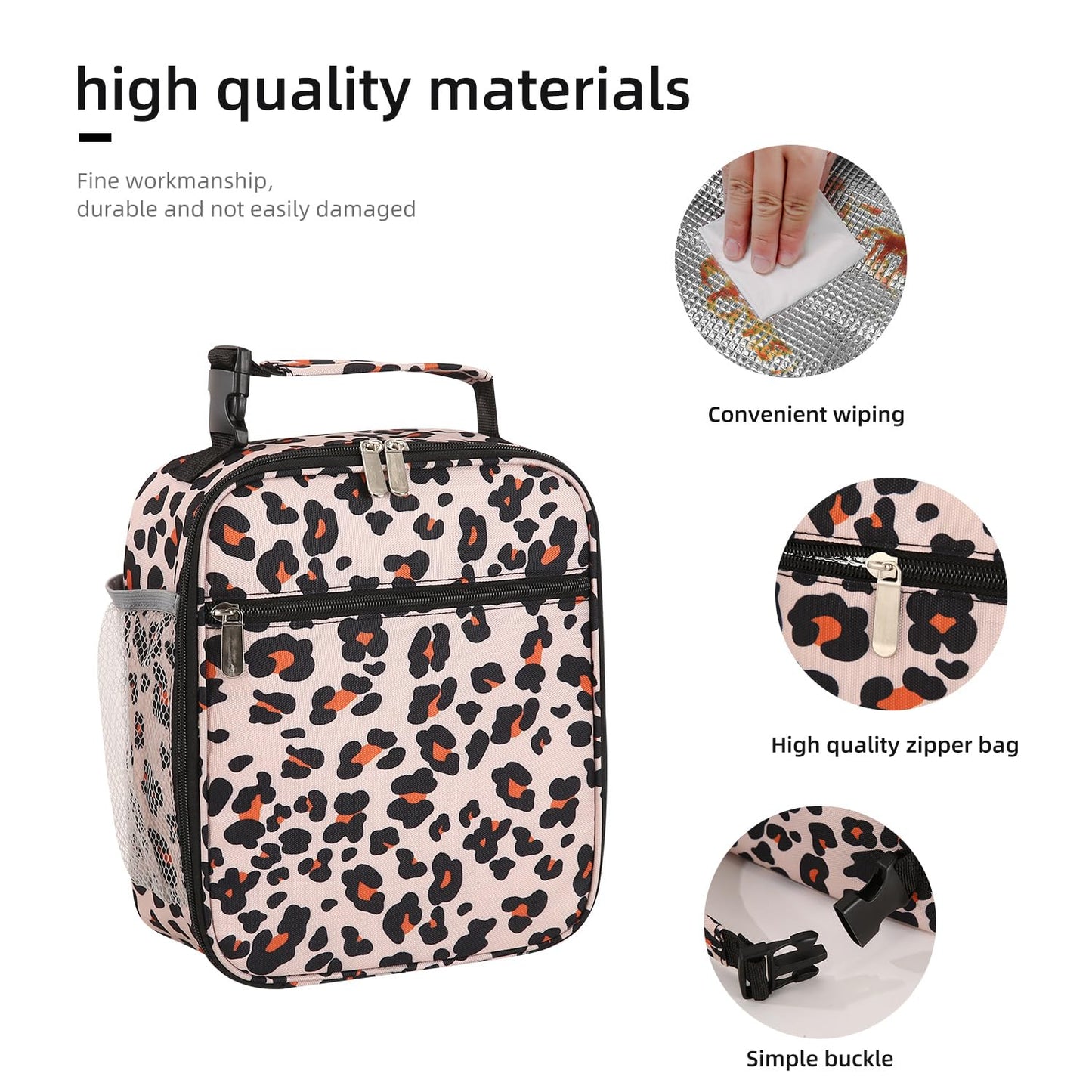 AYEANY Lunch box Lunch bag for men women Lunchbox Lunch bags Insulated Lunch bag Lunch box cooler (Leopard)