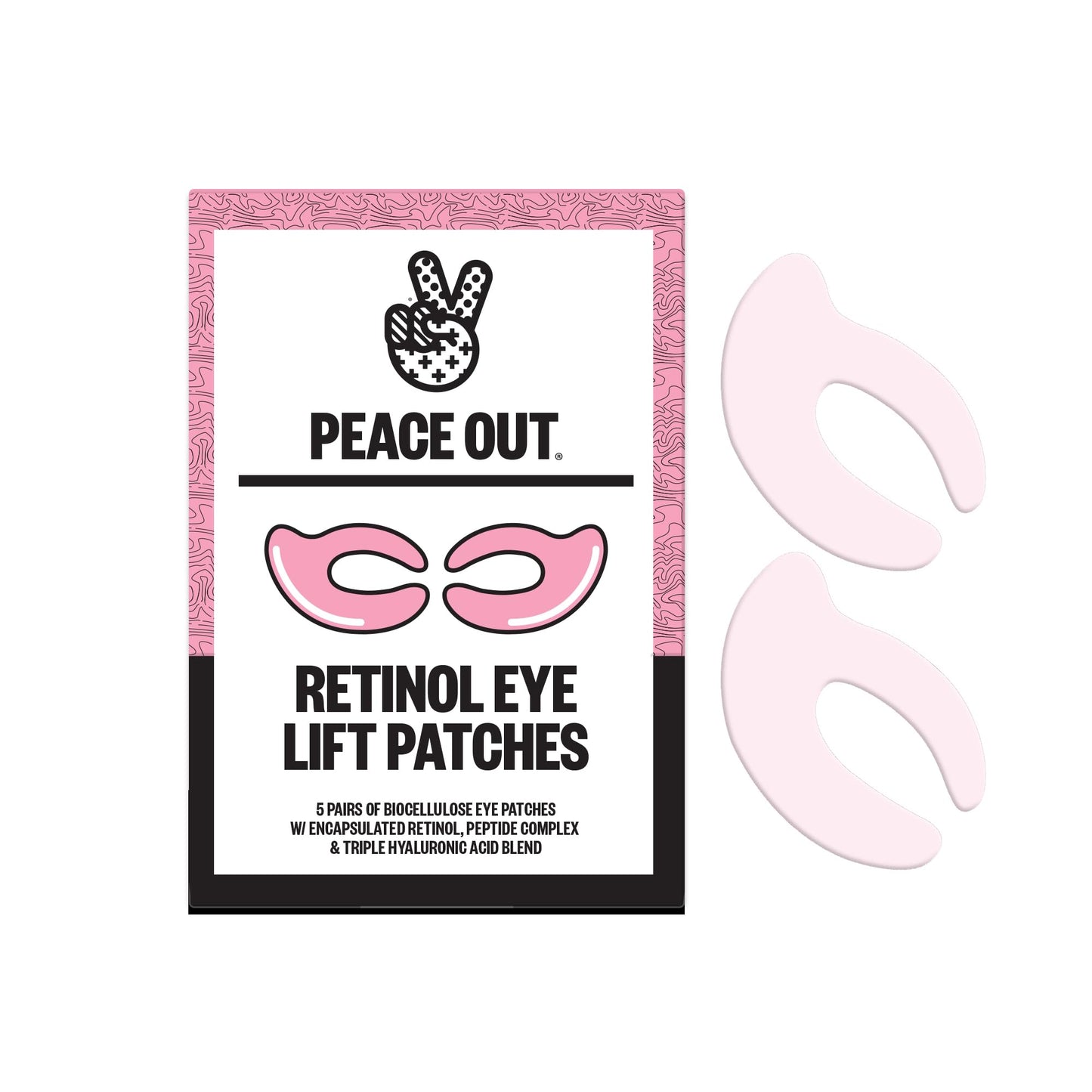 PEACE OUT Retinol Eye Lift Patches to Lift, Firm and Revitalize Tired Eyes, 360° Coverage Targets Fine Lines & Wrinkles, 5 Pack