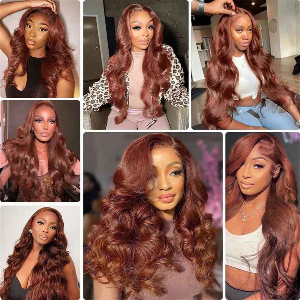 AuokMar Color 33 Body Wave 1 Bundles Reddish Brown Bundles Human Hair 26 Inch Unprocessed Virgin Copper Red Bundle Hair Extensions