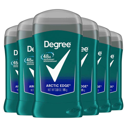 Degree Men Original Aluminum Free Deodorant for Men, 48-Hour Odor Protection, Arctic Edge 3 Ounce (Pack of 6)