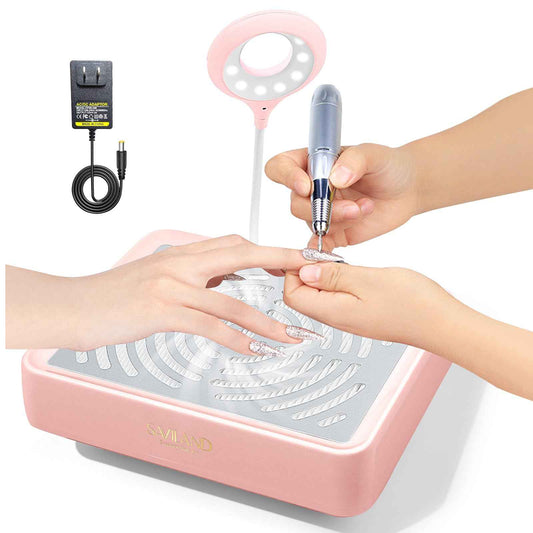 SAVILAND Nail Dust Collector: Powerful Dust Collector Nail Tech 40W Dust Collector Professional Nails Dust Collector Quiet Vacuum Fan Dust Extractor with Reusable Filter for Beginners, Home & Salon
