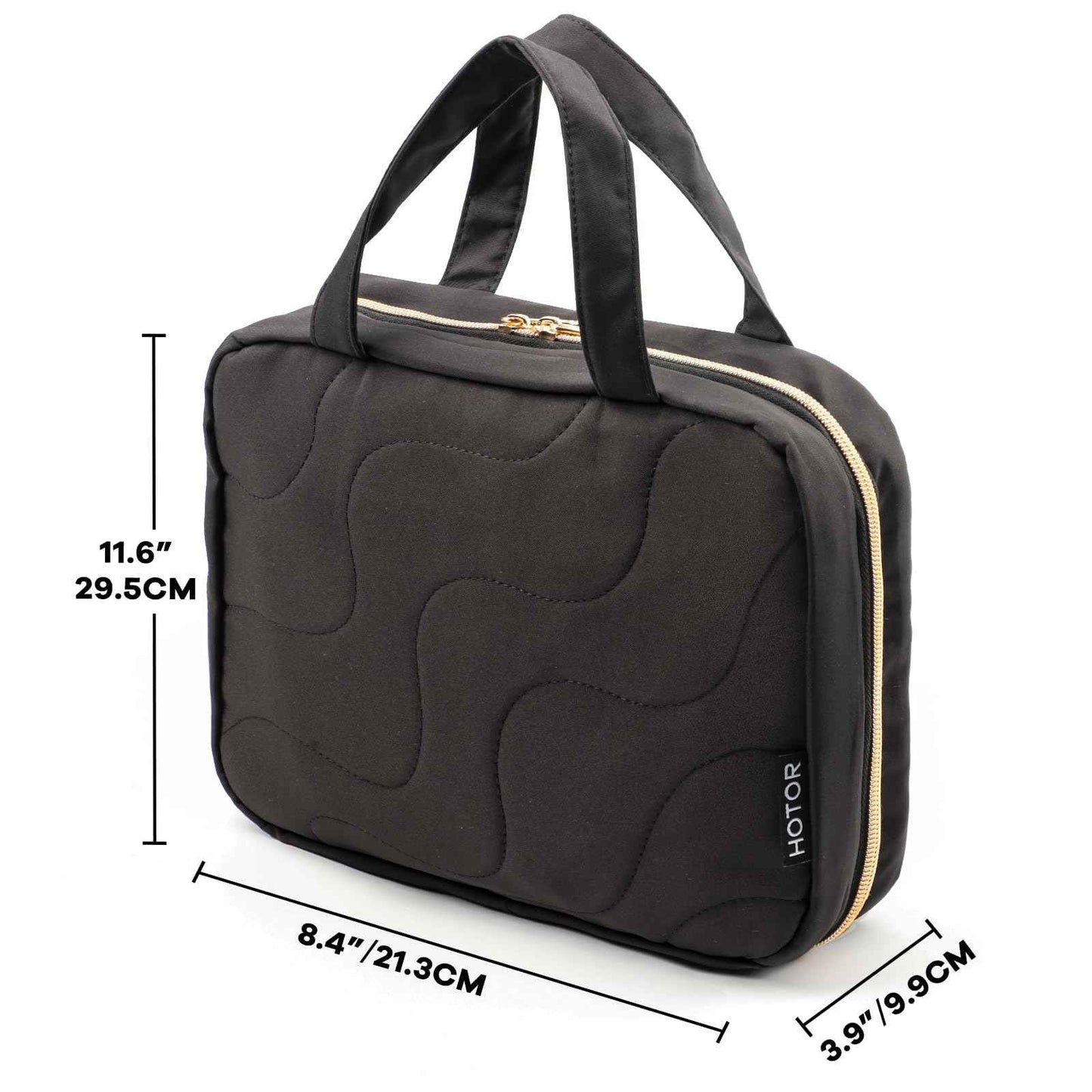 HOTOR Travel Toiletry Bag – Black, 11.6" x 8.4" x 3.9"