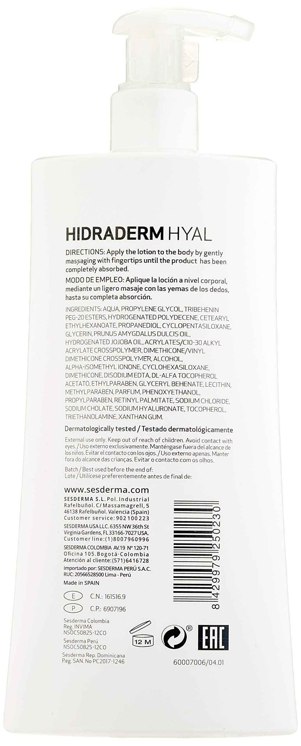 Sesderma Hidraderm Hyal Body Lotion, 13.5 Fl Oz