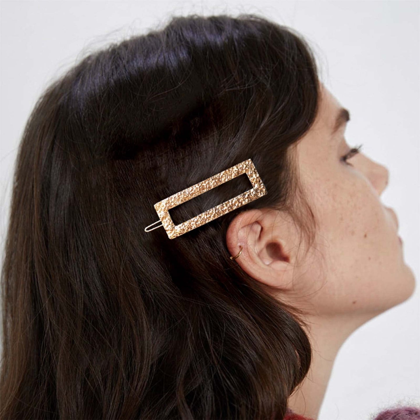 Iaceble Boho Rectangle Hairclip Pin Retro Geometric Hair Barrettes Metal Rectangle Side Clip Hair Clip Minimalist Gold Hairpins Decorative Hair Accessories for Women and Girls Headdress(Rectangle)