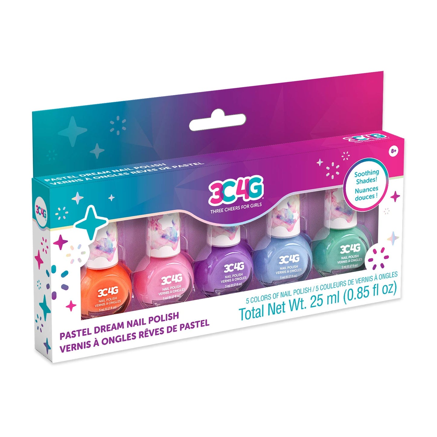 3C4G Pastel Dreams Nail Polish - Nail Polish Set for Girls & Teens - Includes 5 Colors - Non-Toxic Nail Polish Kit for Kids Ages 8+ by Make It Real