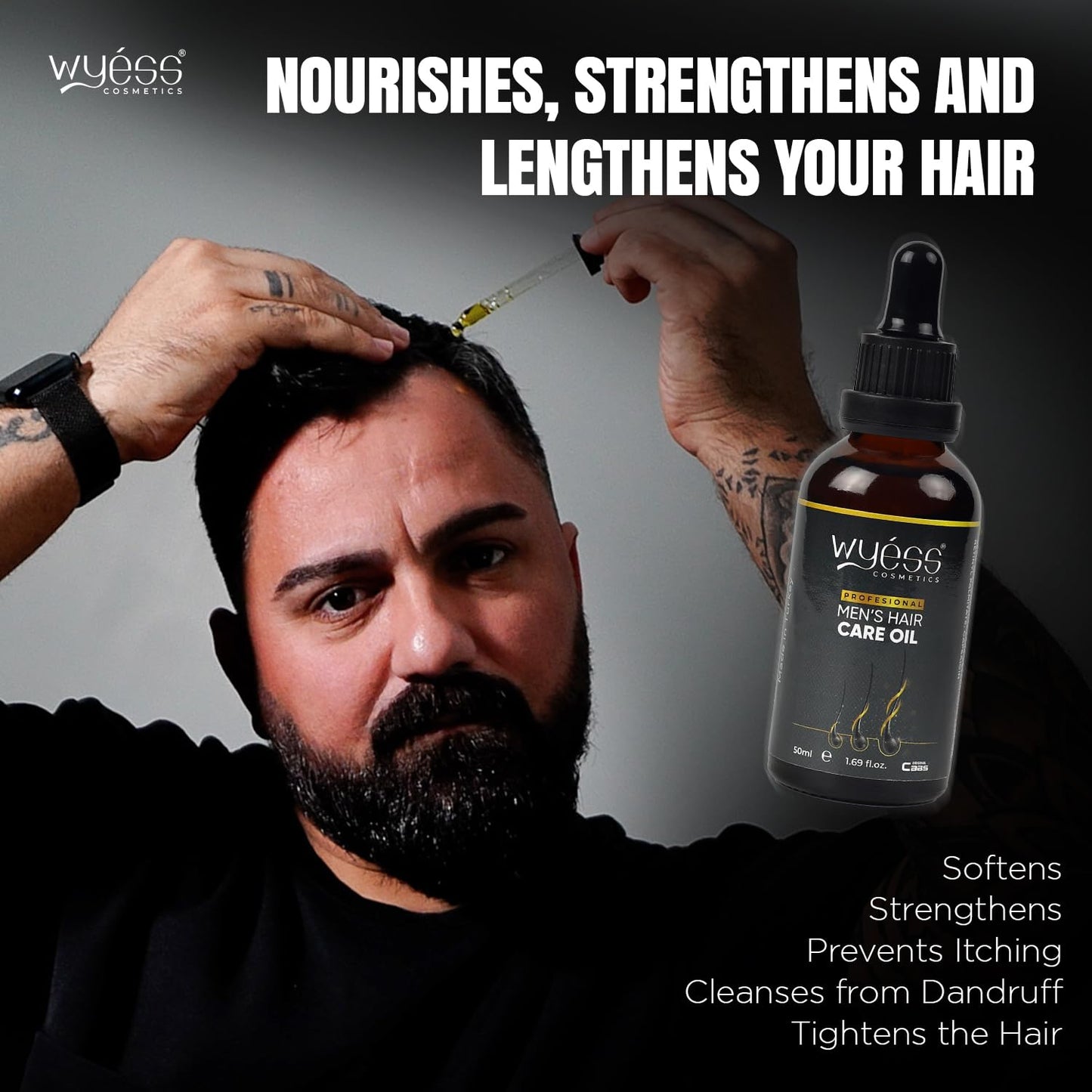 WYESS Natural Argan Oil Serum for Men's Hair Growth, Stimulating and Easy to Use