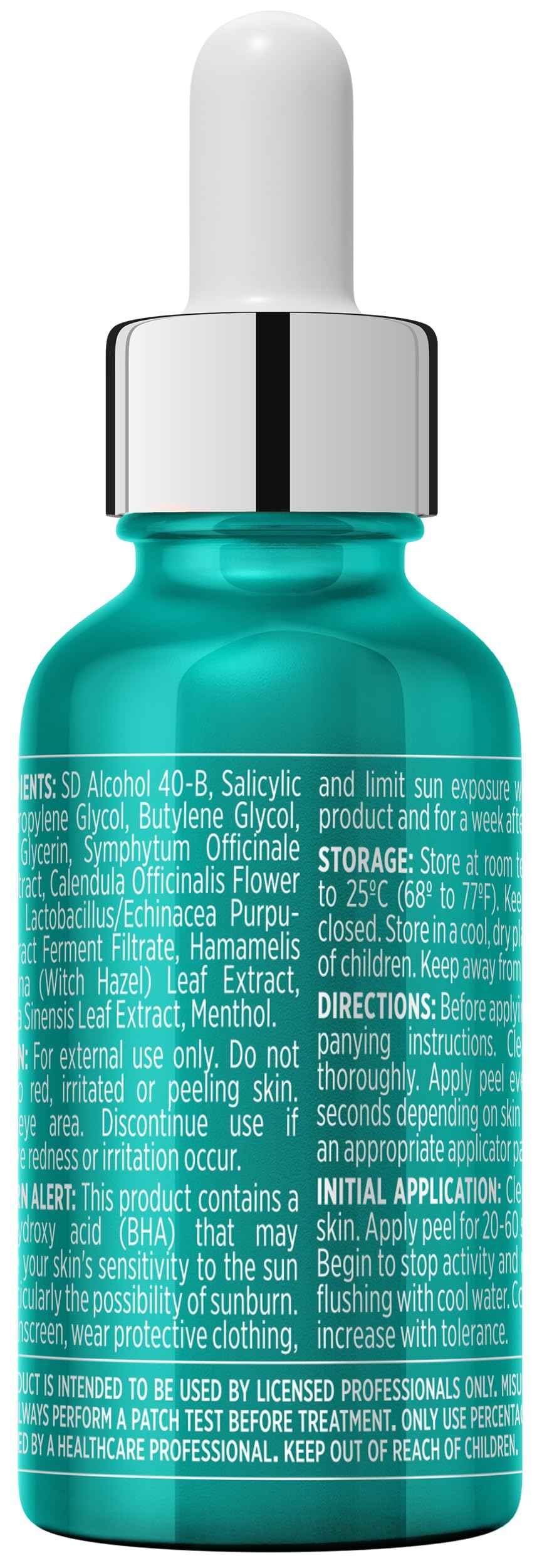 Beautiste 30 DAY MIRACLE BHA 20% Peeling Solution - Clinical Strength BHA Liquid Exfoliant for Clogged Pores, Wrinkles & Blackhead Remover - Salicylic Acid Serum & Chemical Exfoliant for Face Peel 1oz