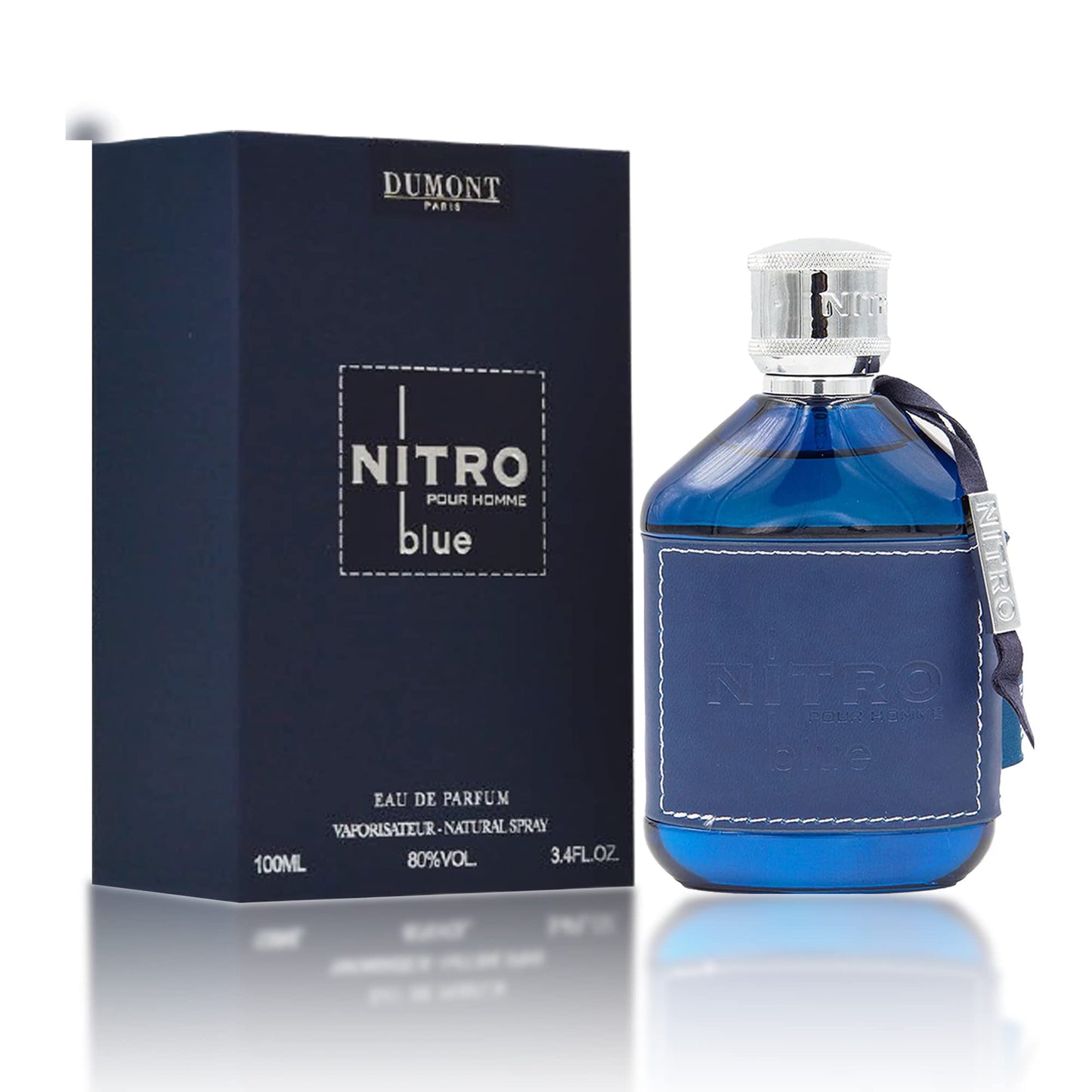Dumont Nitro Blue Eau De Parfum - Uplifting Floral & Woody Fragrance - 3.4 Fl Oz