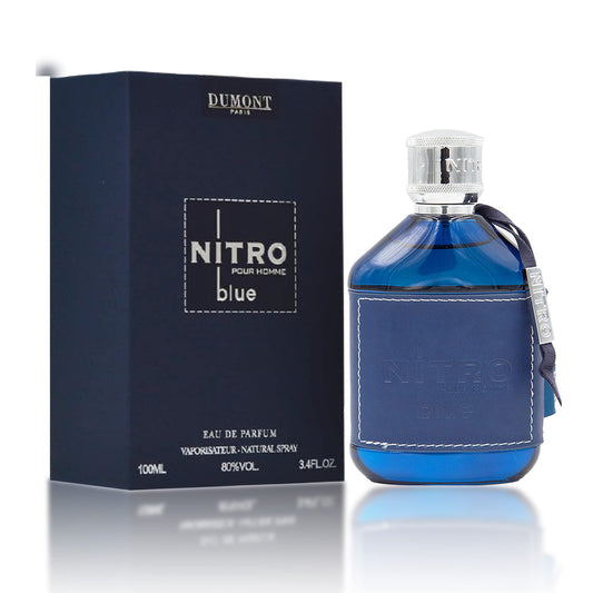 Dumont Nitro Blue Eau De Parfum - Uplifting Floral & Woody Fragrance - 3.4 Fl Oz