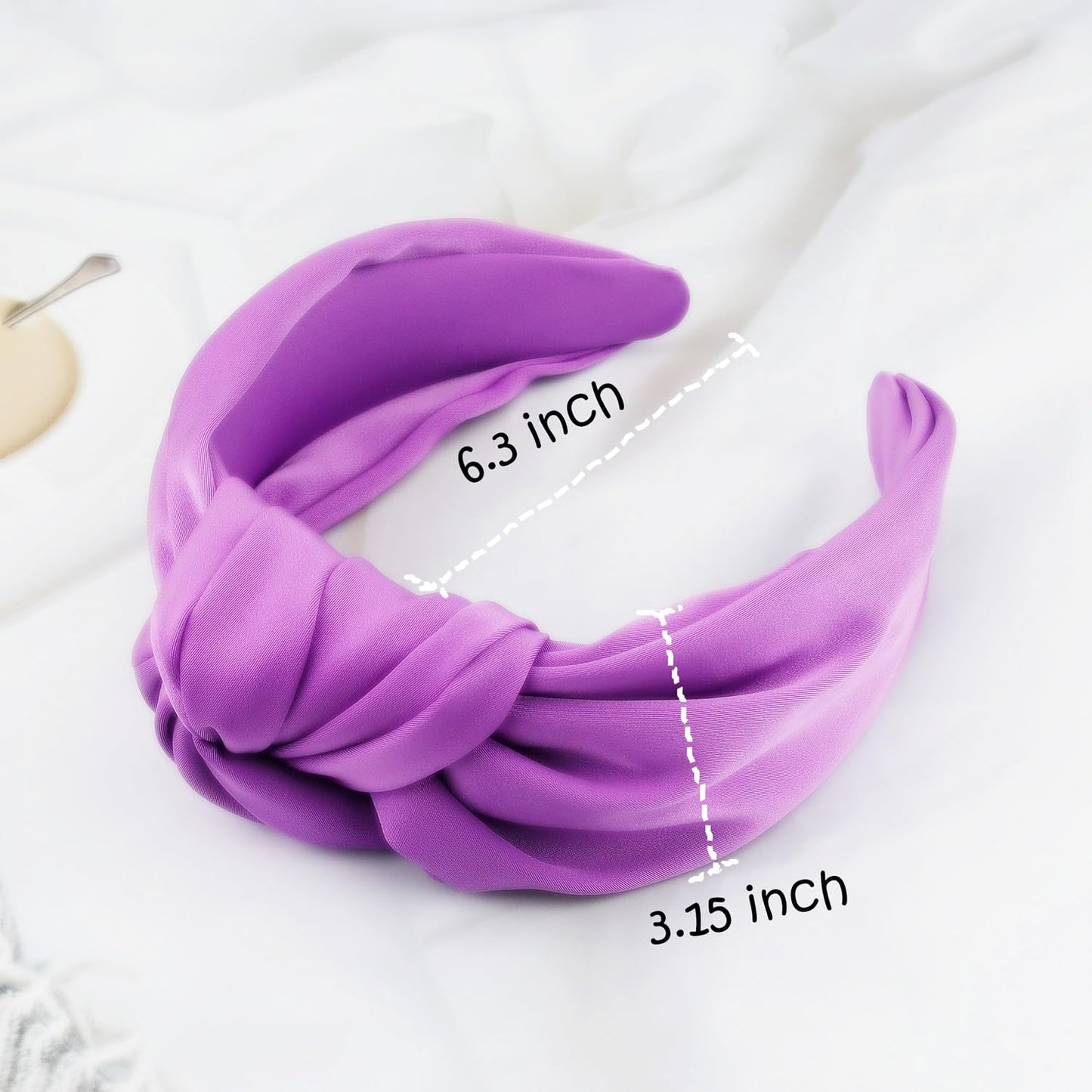JOYRUBY Purple Headband Knot Headband for Women, Wide Headbands Non Slip Top Knotted Headbands for Women Girls Satin Solid Colors Head Bands for Women's Hair Fashion Hair Accessories