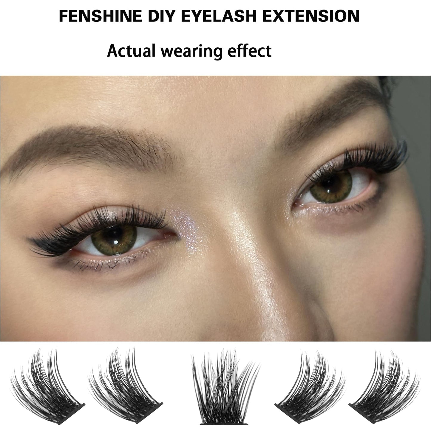 Fenshine Cluster Lashes Individual Lashes Wide Stem C/D Curl 9-15mm Length DIY Eyelash Extension Individual Soft False Lashes for Personal Use at Home (144pcs Mix 9-15MM, Eyelash Extension Kit)