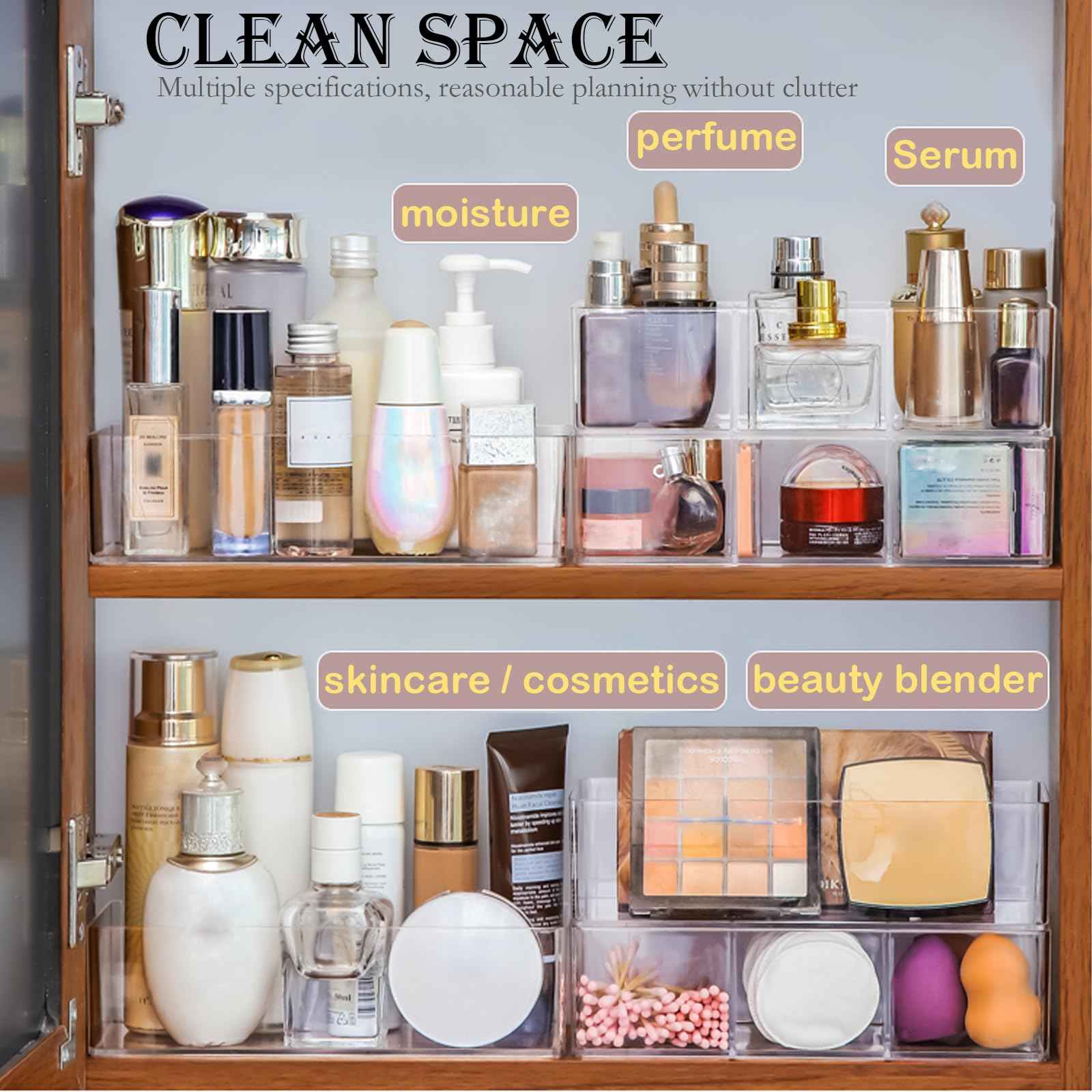 LONTOHCE Acrylic Organizer 2 pieces Makeup Organizer Countertop For Drawers Organizer Storage Bathroom Organizers And Storage Is A Good Choice For Desktop Finishing (2)