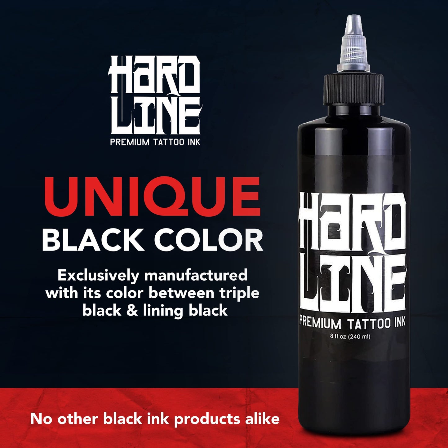 Hardline Premium Tattoo Black Ink – Permanent Black Tattoo Ink – Black Tattoo Ink for Lining and Shading – Professional Tattoo Ink for Tattoo Artists - Black Tattoo Ink 8 oz