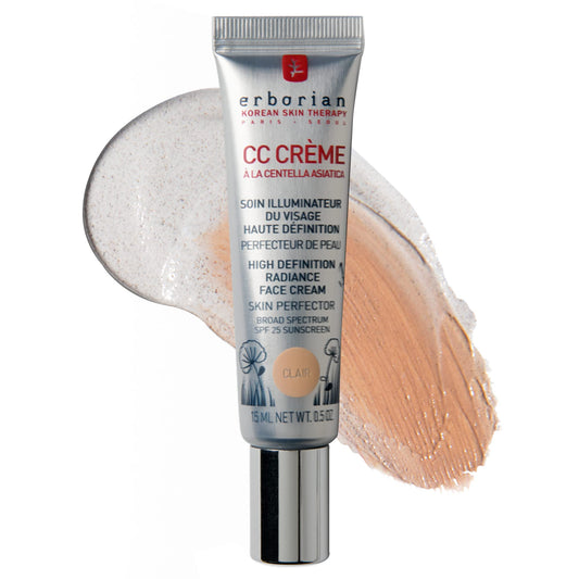 Erborian Color Correcting CC Cream with Centella Asiatica, Fair (Clair)- Light Multi-Purpose Facial Concealer with Illuminating Finish Soothes & Hydrates- SPF Korean Skincare Skin Perfector- 0.5 Oz