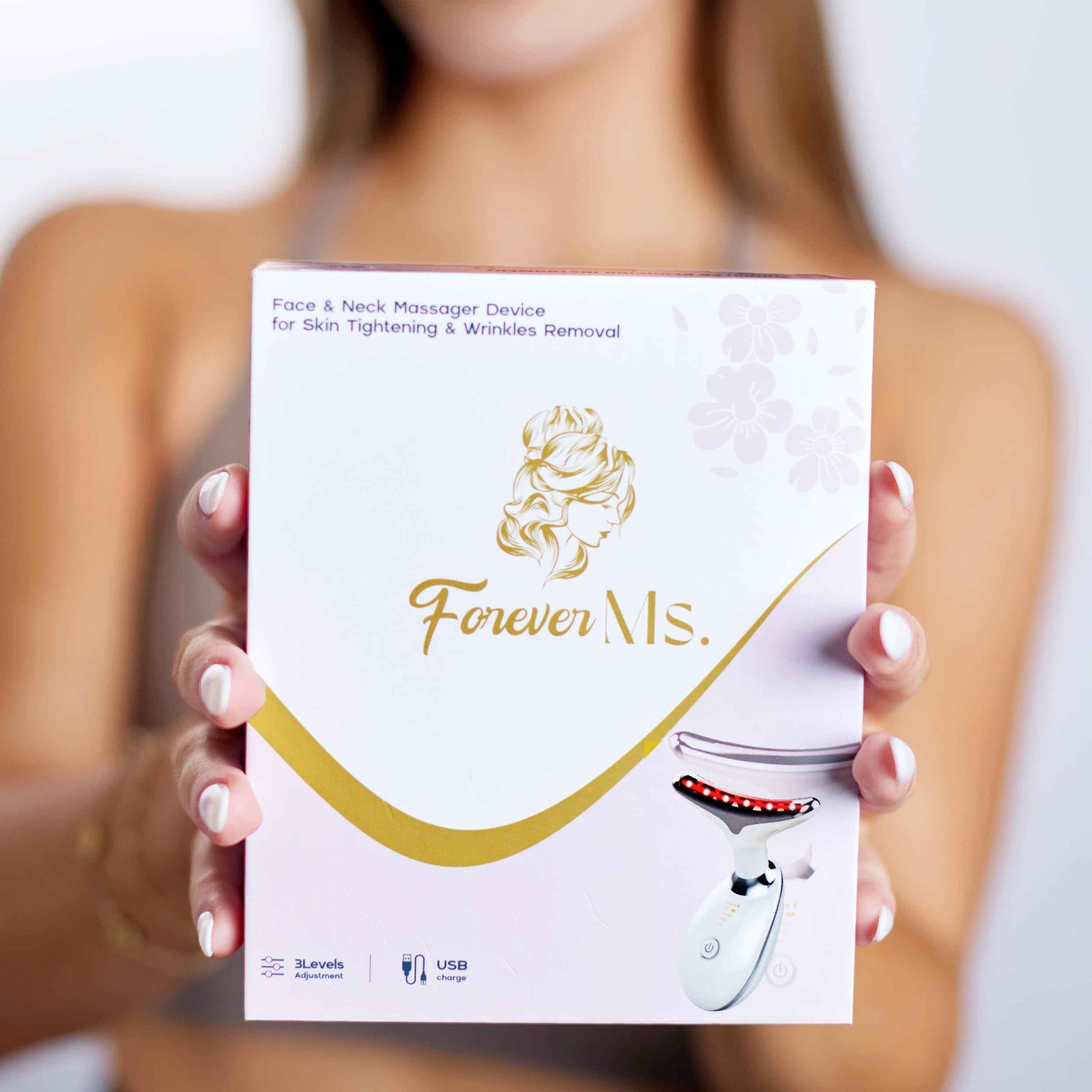 Red Light Therapy Face Massager Tool - with 7 LED Colors - Skin Care Beauty Device for Neck and Facial Tightening and Lifting