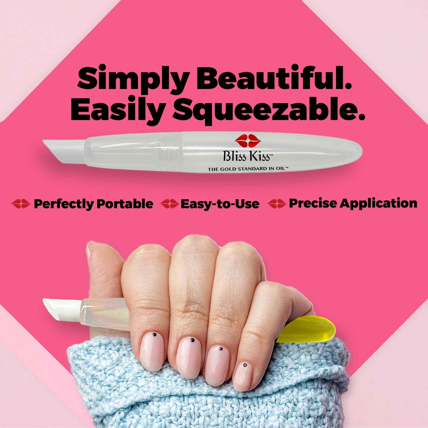 Bliss Kiss Refillable Nail Oil Pen & Simply Pure Cuticle Oil 15 ml Bottle Bundle