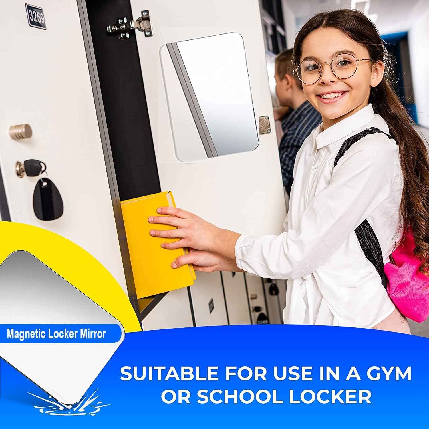 Tooackl Magnetic Locker Mirror, 4" x 6" Super Clear Reflection Small Real Glass Mirror with Magnetic Back for School Locker Refrigerator Office Cabinet