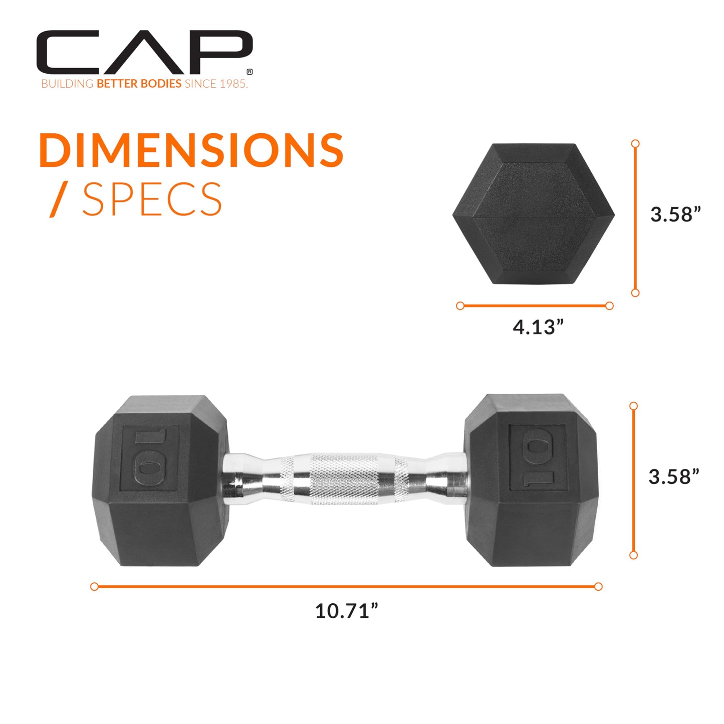 CAP Barbell 10 LB Coated Hex Dumbbell Weight, New Edition