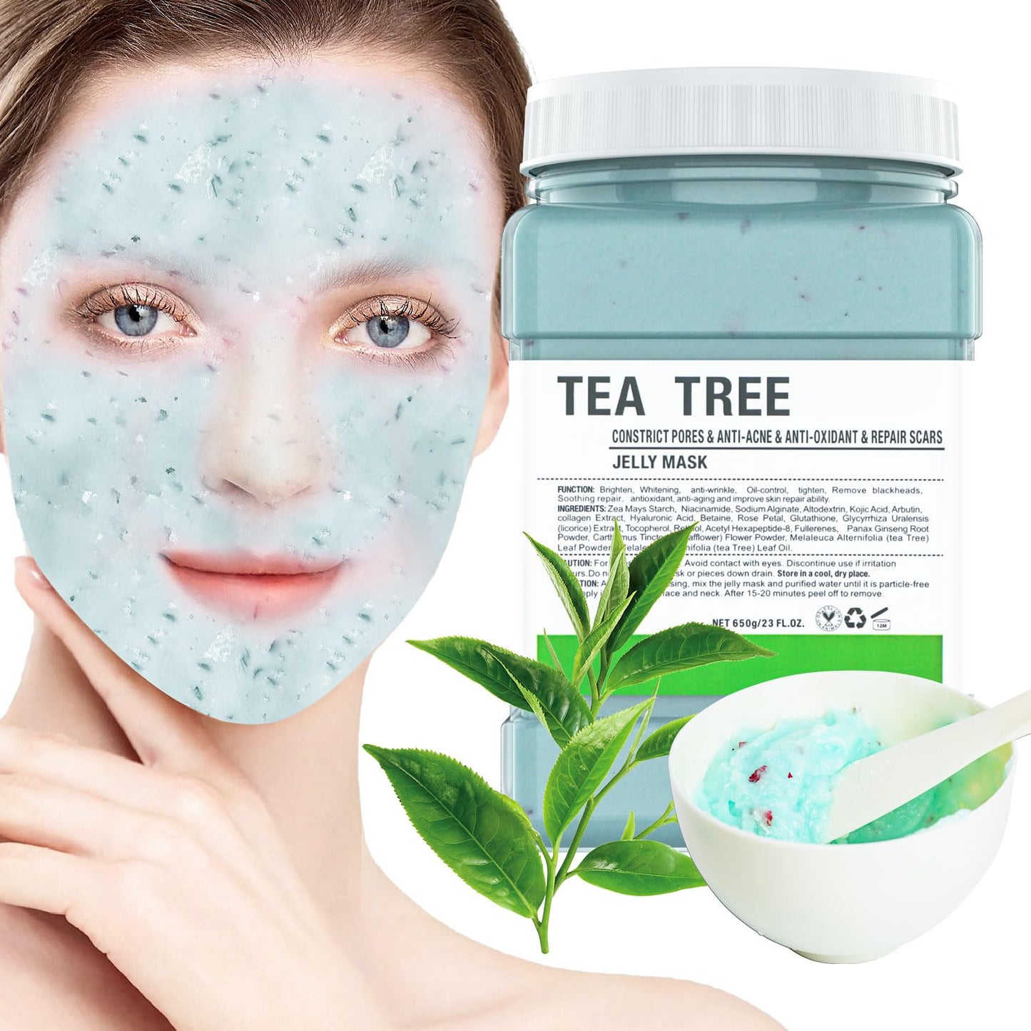 DR MEINAIER Vajacial Hydro Jelly Mask Powder for Face, Jelly Mask for Facials Professional, Jelly Facial Mask for Teens and Women. Jelly face mask. (Tea Tree)