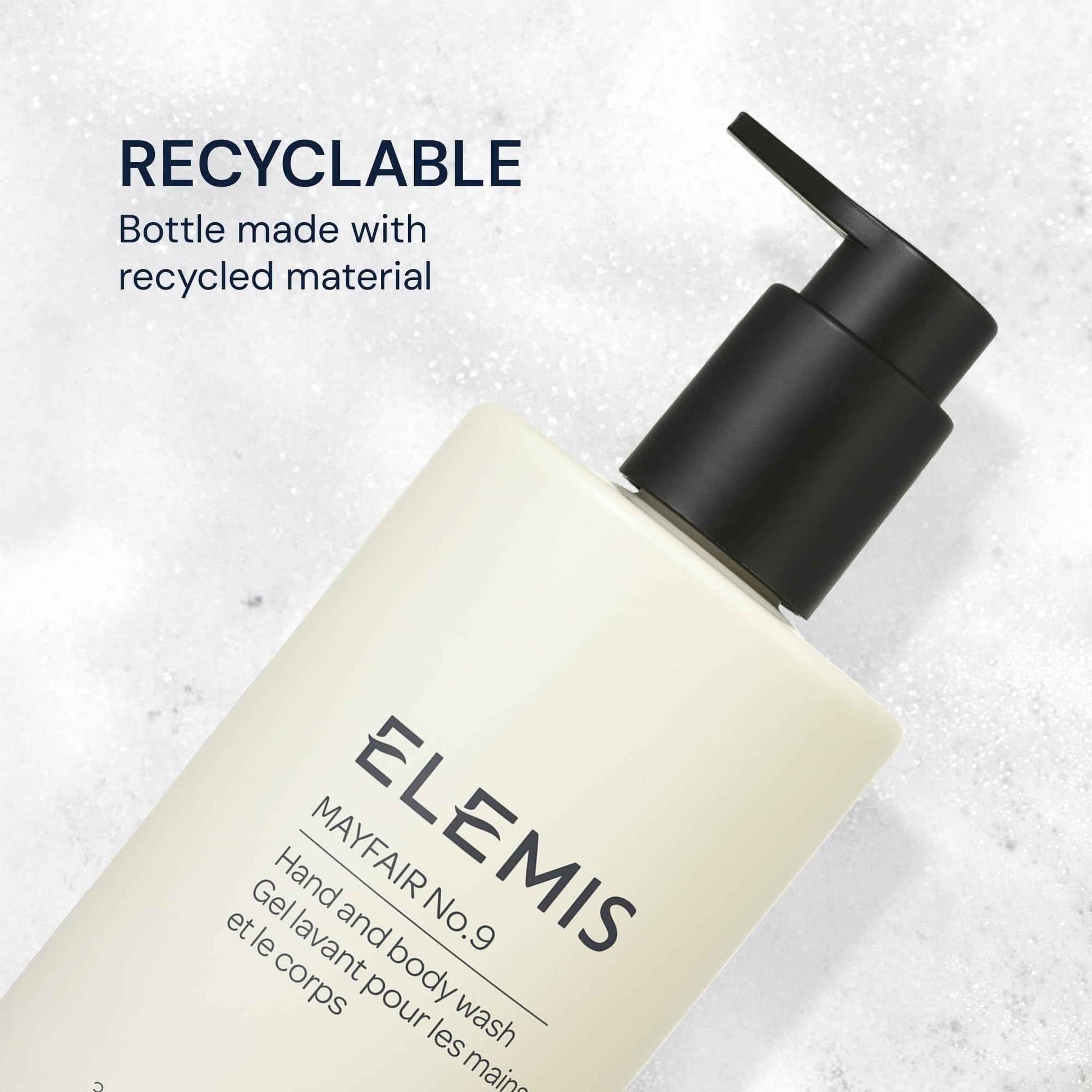 ELEMIS Mayfair No.9 Hand & Body Wash, Cleanses, Hydrates, and Refreshes, 95% Biodegradable, PEG- and SLS-Free, Refillable + Recyclable Bottle, 300ml
