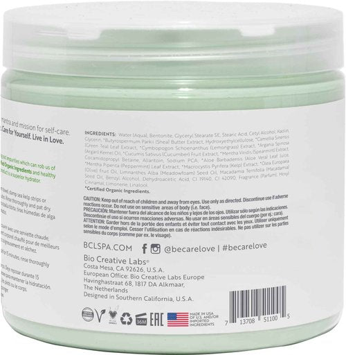 BCL SPA Organic Lemongrass and Green Tea for hands mask, foot mask, and body mask skin care spa treatment for women at home or professional spa with shea butter, argan oil, olive oil, aloe vera 16 oz