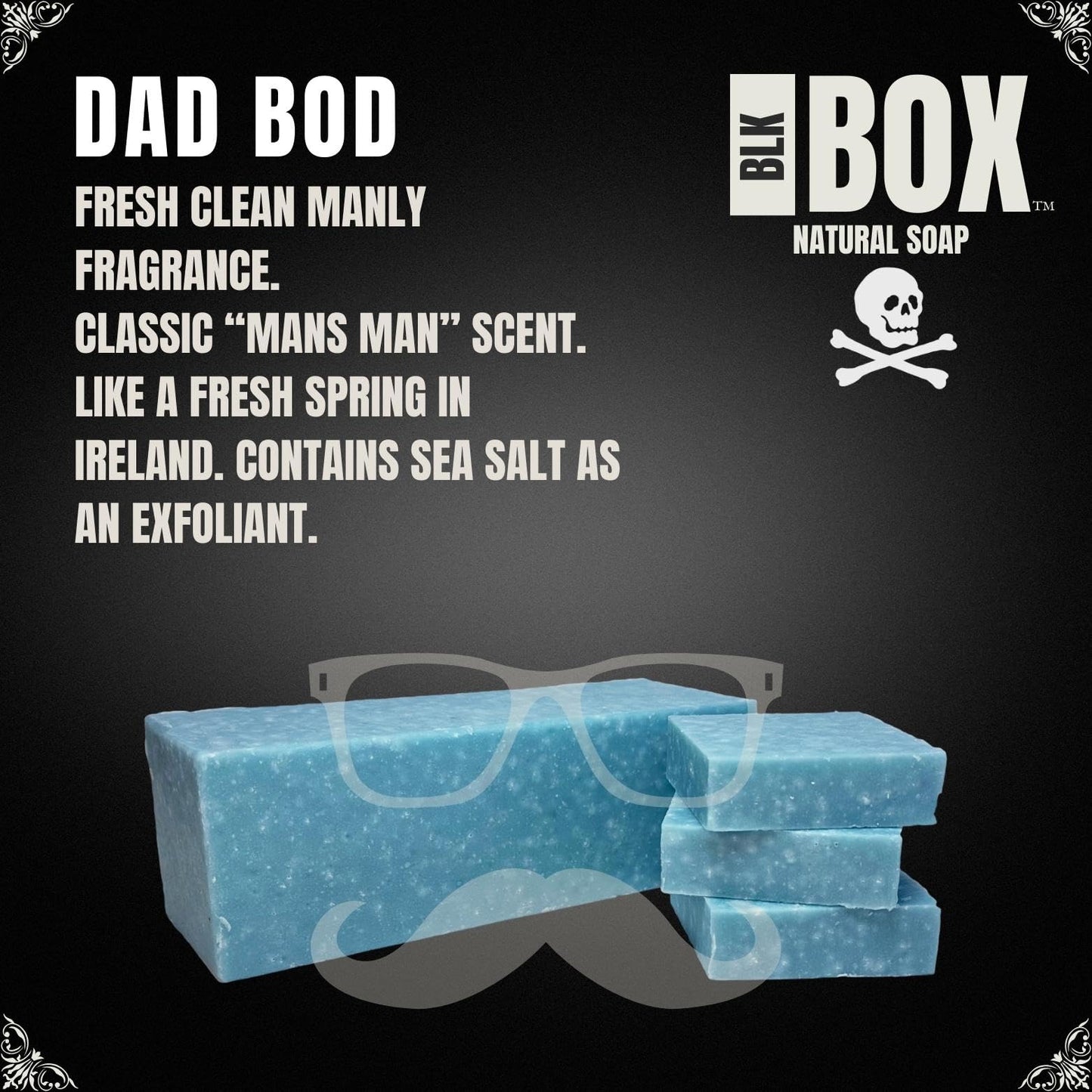 Black Box USA MADE 5oz Men's Natural Bar Soap Made from Moisturizing Natural Oils - Handmade Cold Process Soap with No Harsh Chemicals Classic Spring Scent (DAD BOD)