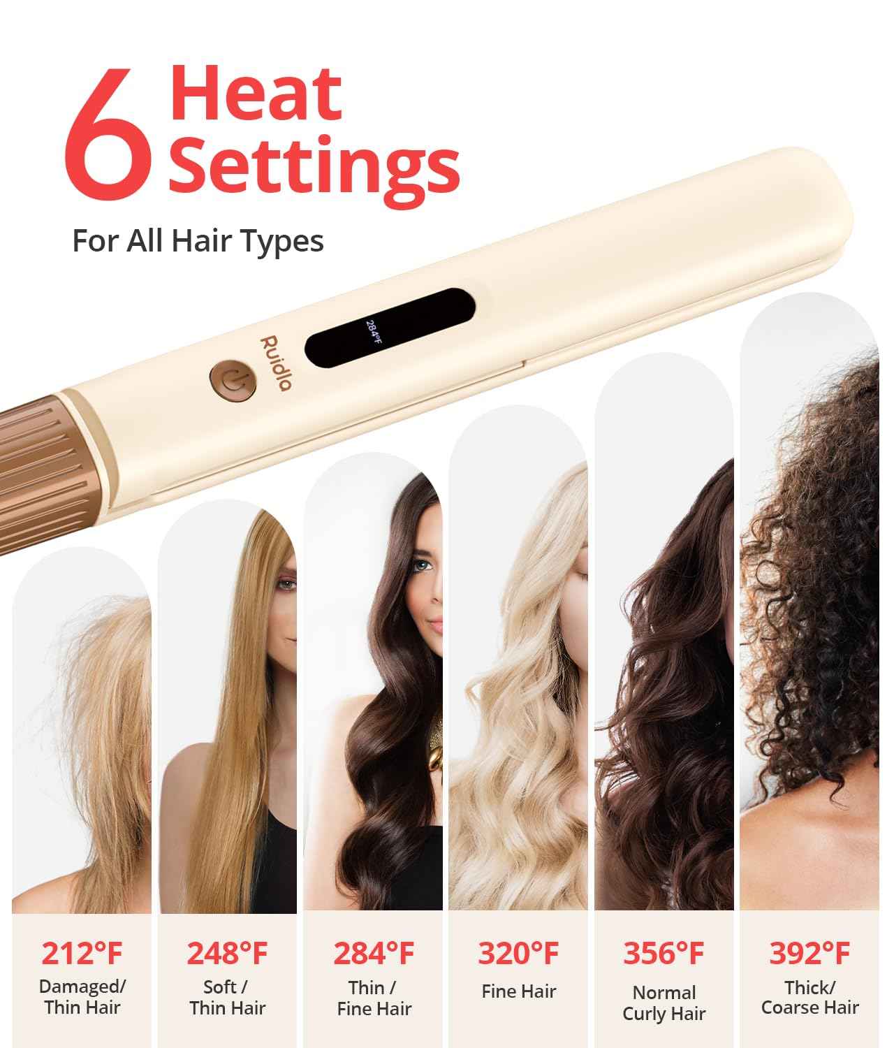 2-in-1 Hair Straightener and Curling Iron, 1" Ceramic Flat Iron & Curling Wand with Ionic & Plant Coating, 6 Adjustable Temperatures, Automatic Shut-Off, Reduces Frizz for Shinier, Smoother Hair