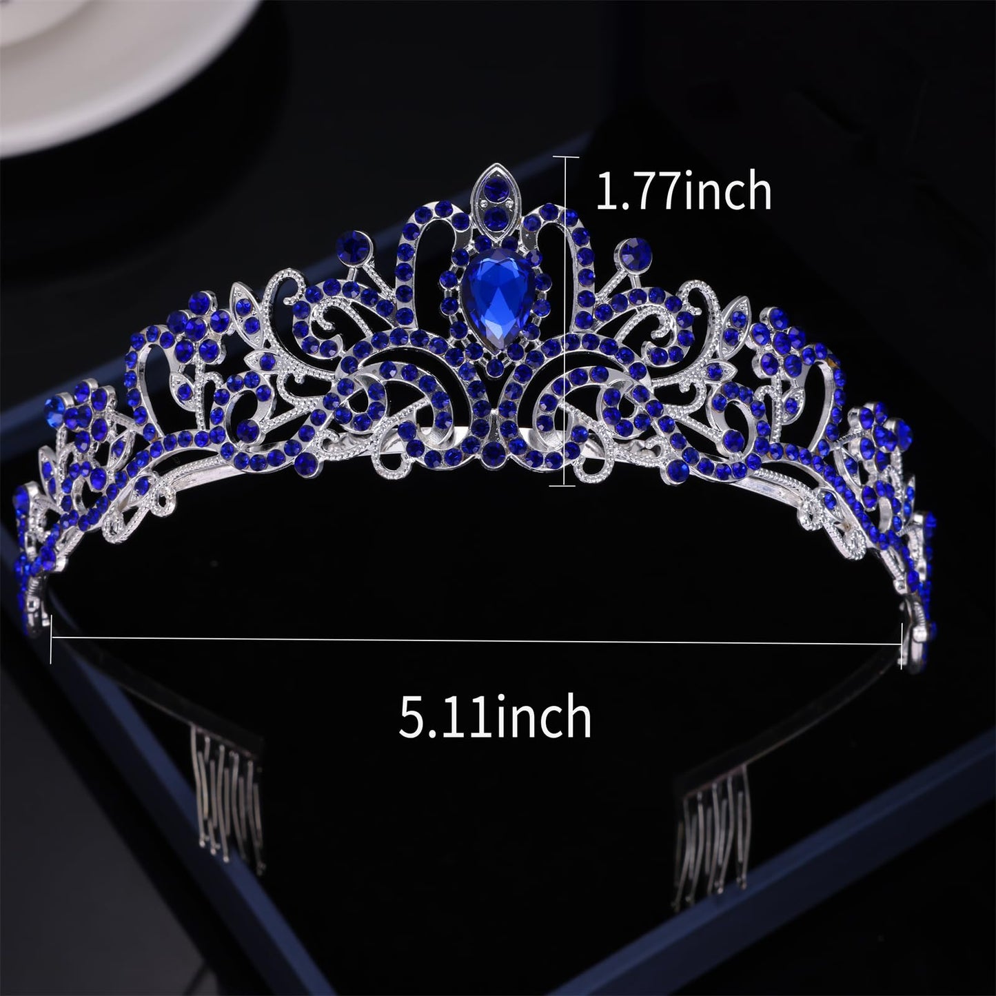 Kamirola - Crystal Tiara Crowns For Women Girls Princess Elegant Crown with Combs Women's Headbands Bridal Wedding Prom Birthday Party Headbands for Women(06) (Silver Blue)