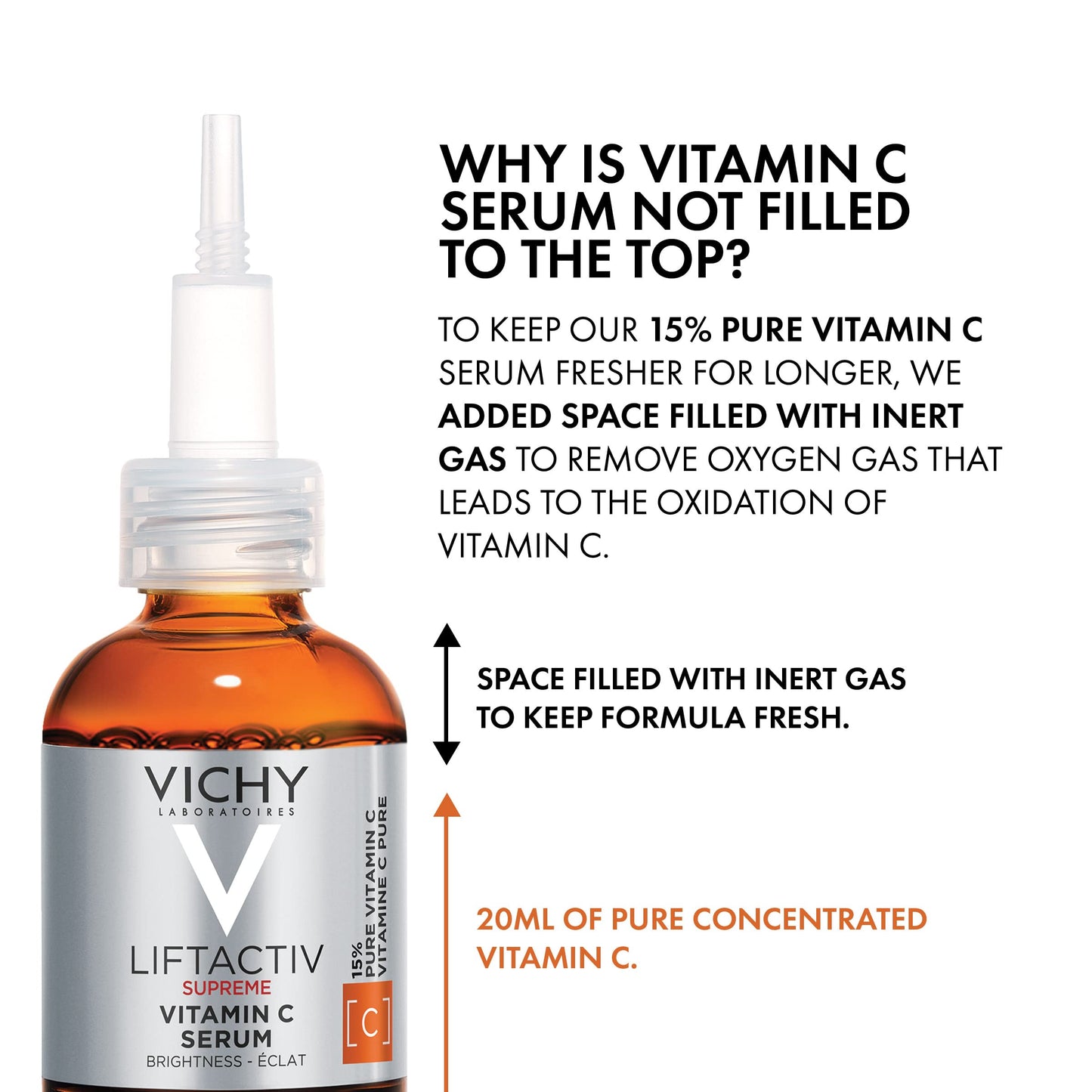 Vichy LiftActiv Vitamin C Serum, Brightening and Anti Aging Serum for Face with 15% Pure Vitamin C, Skin Firming and Antioxidant Facial Serum for Brightness and Moisturizing