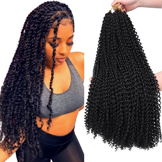 Dorsanee Passion Twist Hair 22 Inch 7 Packs Water Wave Crochet Hair Long Bohemian Curly Braiding Hair for Butterfly Locs, Faux Locs, Boho Style Spring Twist Crochet Braids (1B#)