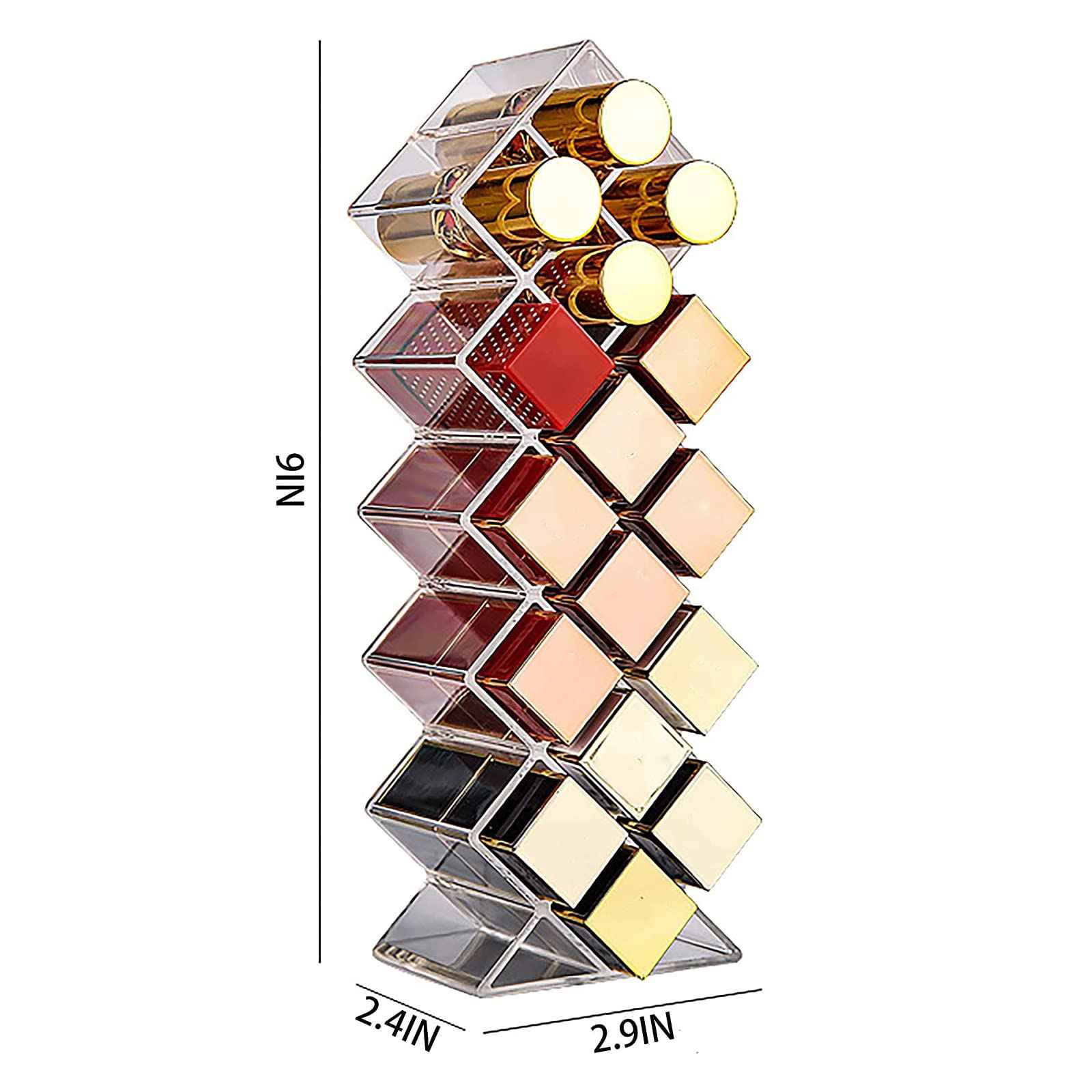 Cedilis 4 Pack Acrylic Lipstick Holder Organizer, 64 Slot Clear Lip Gloss Storage Organizer, Fish Shape Lipstick Display Stand Tower for Cosmetic Makeup and Dresser Display