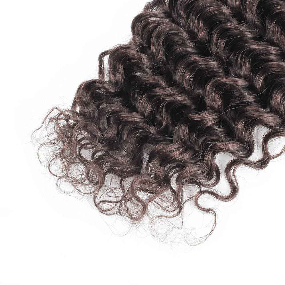 Deep Wave Human Hair Bundles 14 16 18 Inch #4 Chocolate Brown Bundles Human Hair 12A Unprocessed Native Virgin Hair 100/PC 3 Extensions Wet and Wavy Weave for Women