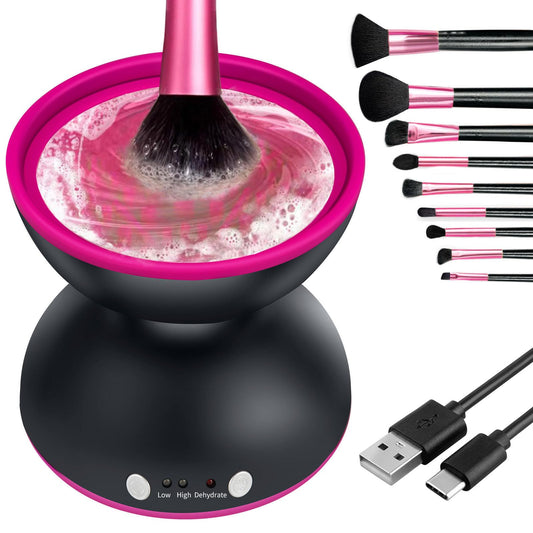 Electric Makeup Brush Cleaner Machine - 2 Adjustable Speeds & Dehydration, 1200mAh Rechargeable Make Up Brush Cleaner Cleanser Machine, Cosmetic Brushes Cleaner for All Size Makeup Brush Set