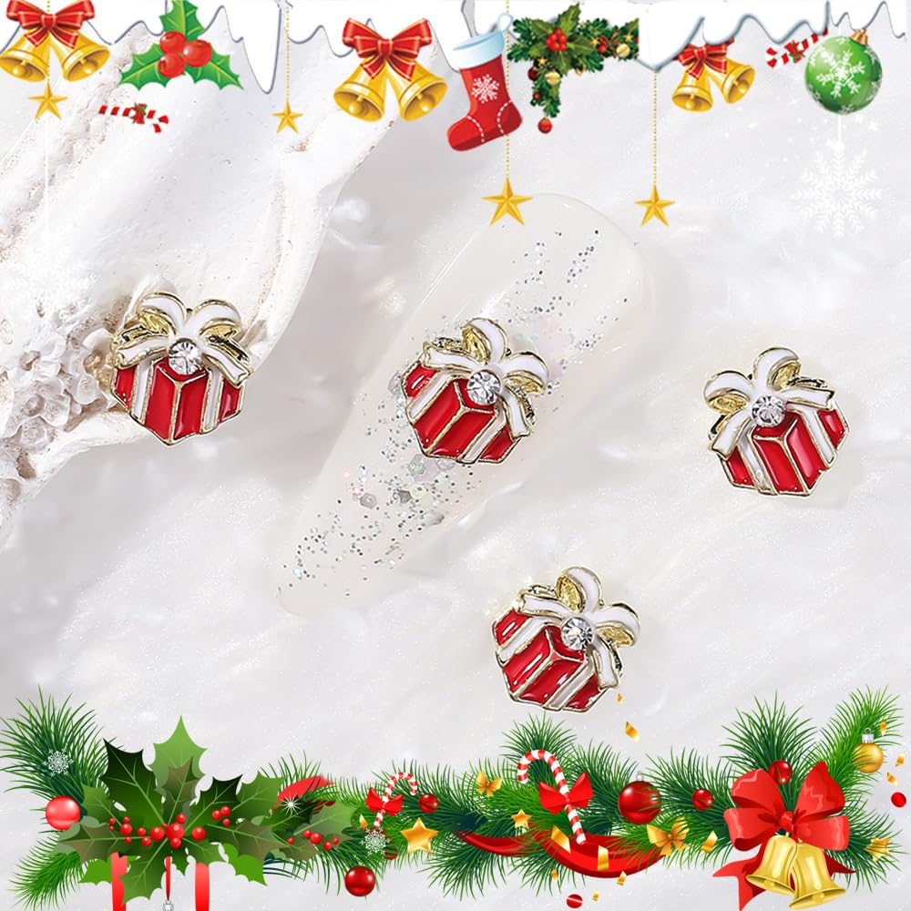 Christmas Nail Charms 24Pcs 3D Alloy Nail Charms for Acrylic Nails Christmas Gift Nail Art Charms Santa Claus Hat Socks Designs Christmas Set for Women DIY Christmas Decoration