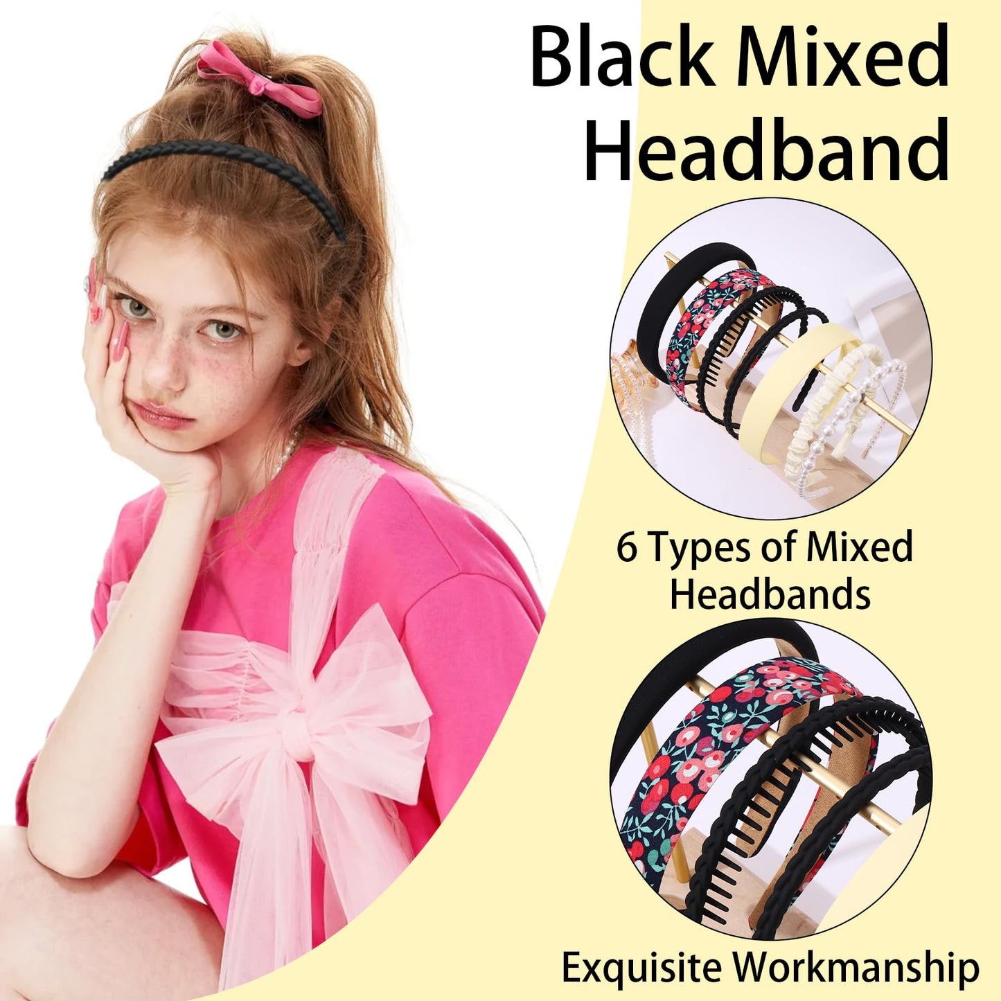 Drnytunk 7Pcs Headbands for Women Girls,Pearl Headband Soft Padded Headbands Plastic Headbands for Women's Hair Nonslip Wide Hair Band Cute Hair Accessories for Women Birthday Gifts (Purple)