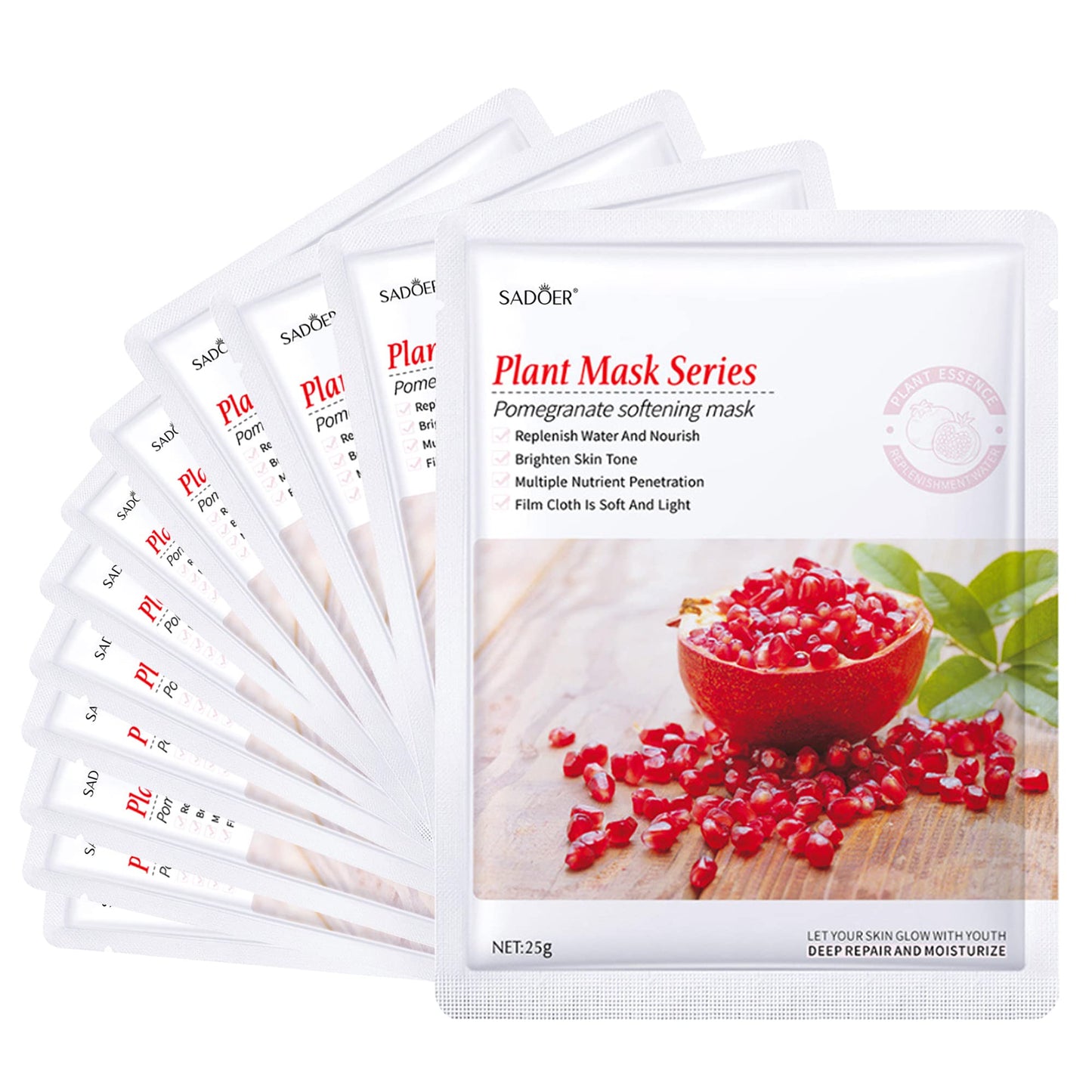 Jakuva 12PCS Deeply Moisturizing Facial Masks,Collagen Face Mask Facial Patches for Anti-Aging,Anti Wrinkle & Face Skincare,Firm Skin Softening Facial Pads Facial Pads,Pomegranate