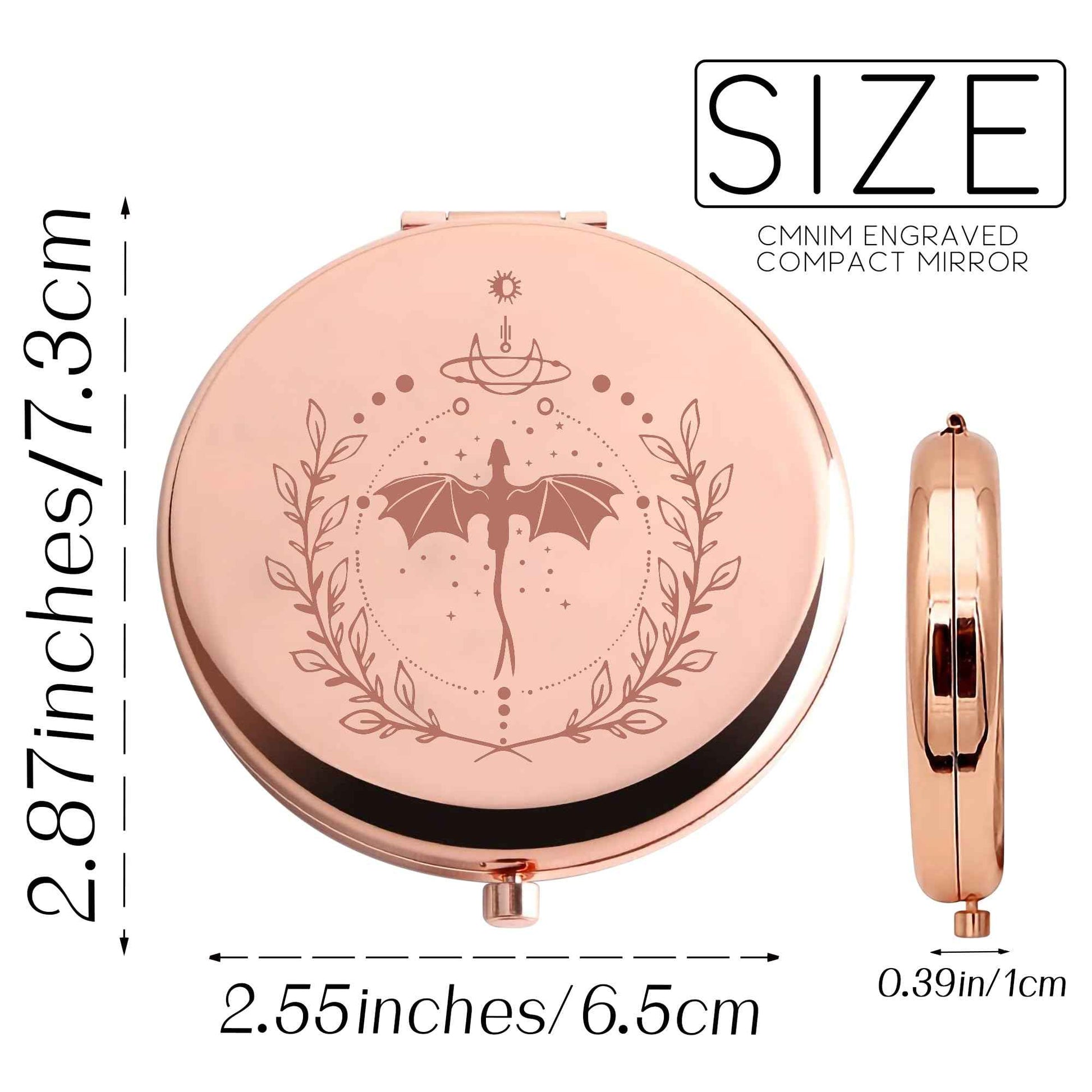 CMNIM FWing Book Merch Gift Mirror FWing Book Dragon Makeup Compact Mirror Ya Fantasy Book Lover Travel Mirror Dragon Rider Gift