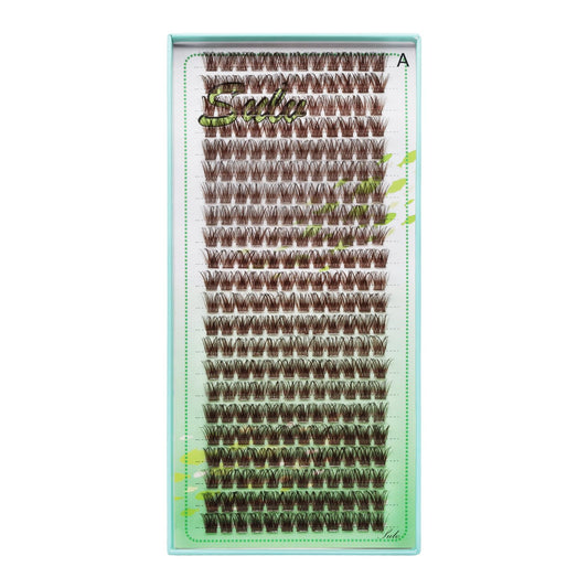 Sulv Lash Cluster S001# Color Dark Brown/Brown Lashes 264pcs Wholesale/Bulk/Large Capacity D Curl Lashes Extensiond Kit Lashes Wispy Individual Lashes Extensions Lash Clusters (S001 Brown-16mm)