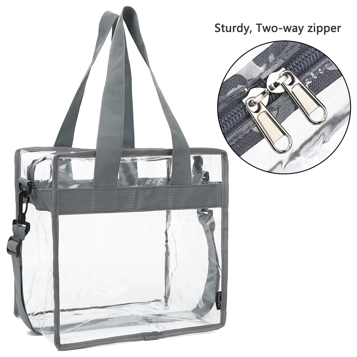 FlowFly Lunch Bag Tote Bag Lunch Organizer Lunch Holder Insulated Lunch Cooler Bag for Women/Men, Clear#Grey