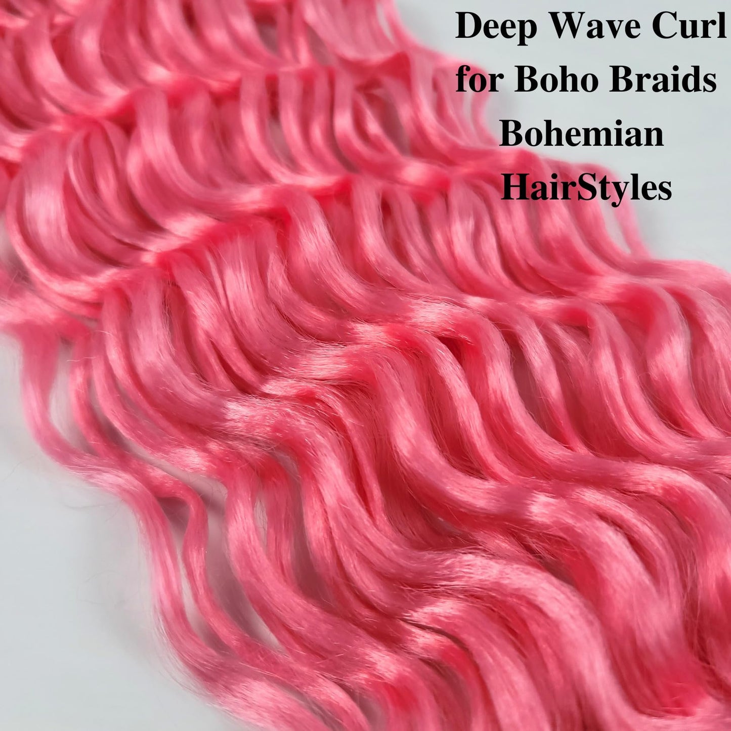 Curly Braiding Hair Pink Deep Wave Curly Braiding Hair for Boho Braids Crochet Braids Deep Wave 24 inch