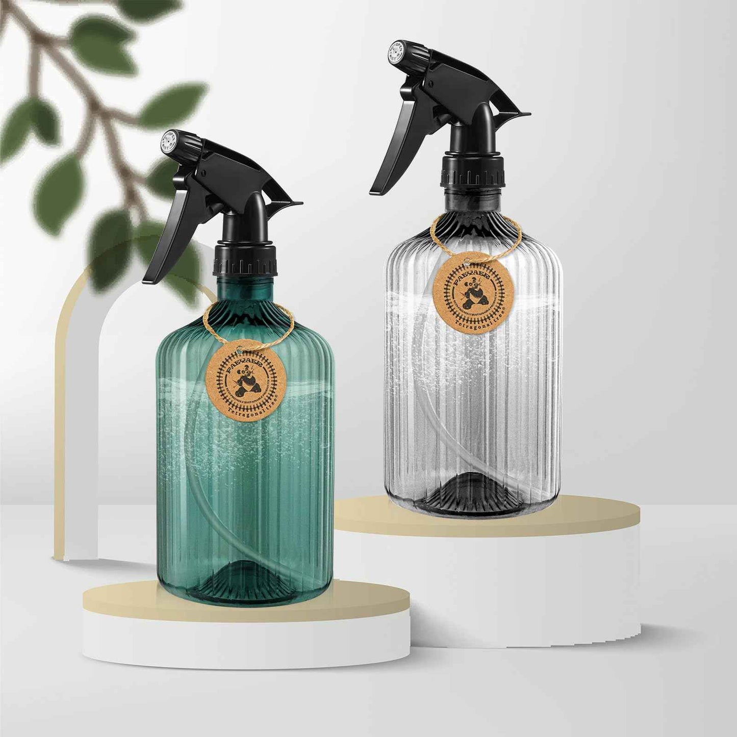 paeyaer 2 Pcs Spray Bottles, 18 oz Empty Water Spray Bottles, Plastic Reusable Adjustable Mist Sprayer Squirt Bottles Containers Refillable for Cleaning Solutions, Gardening, Plants