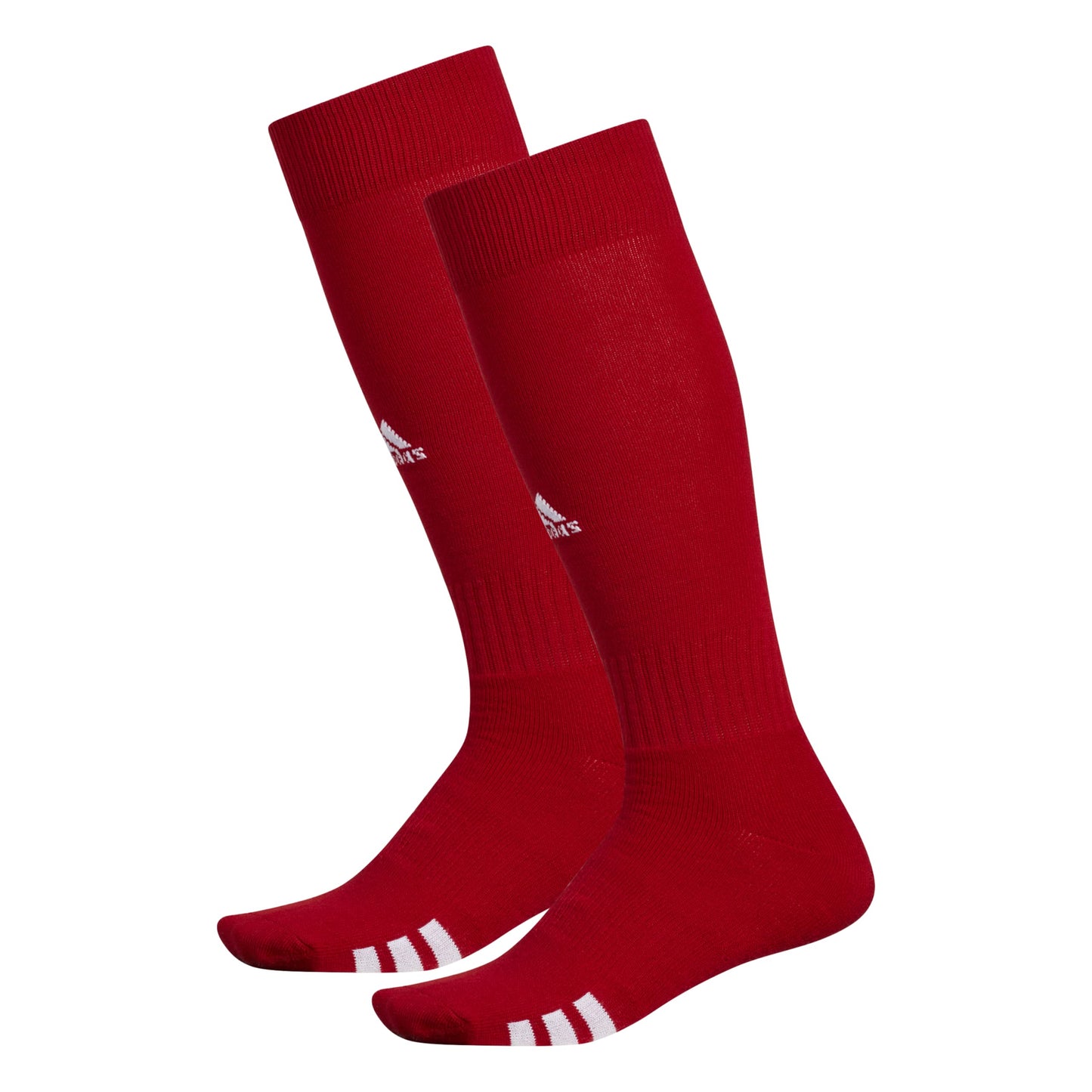 adidas Rivalry Soccer Socks Cushioned Over The Calf (OTC) (2-Pair), Power Red/White, X-Small