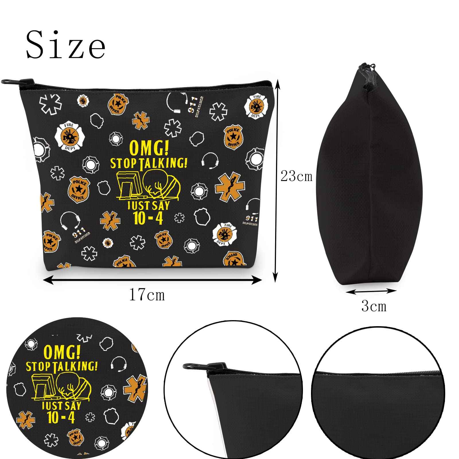 POFULL 911 Dispatcher Gifts Stop Talking Just Say 10-4 Cosmetic Bag Emergency Dispatcher Gift (Stop Talking Cosmetic Bag)