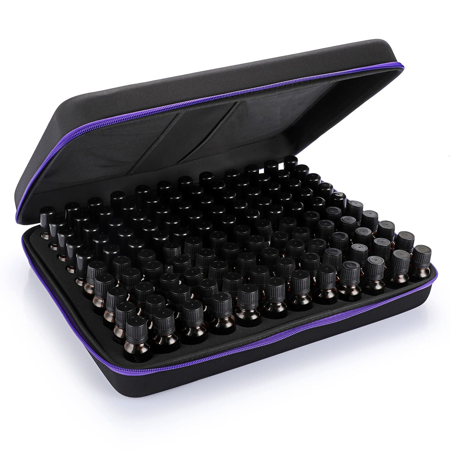 Hipiwe 120 Bottle EVA Essential Oil Storage Carrying Case Hard Shell Exterior Essential Oils Organizer Holder Traveling Bag with Foam Insert, Holds 5ml 10ml 15ml Essential Oils (X-Large, Black+Purple)