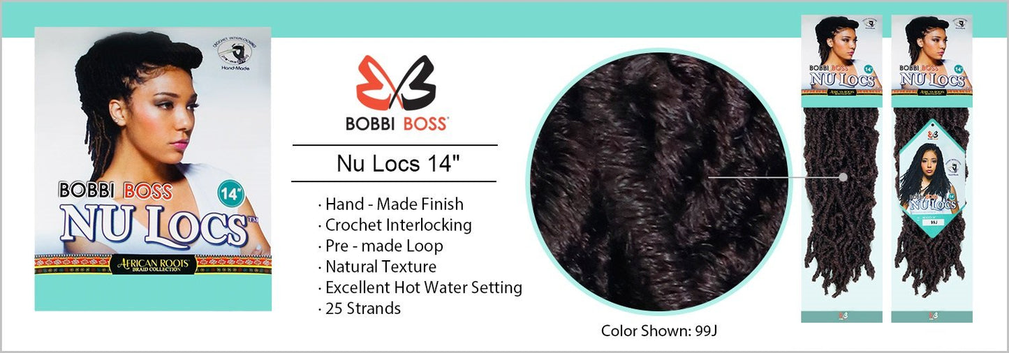 Bobbi Boss Synthetic Hair Crochet Braids African Roots Braid Collection Nu Locs 14" (6-PACK, M1B/30)