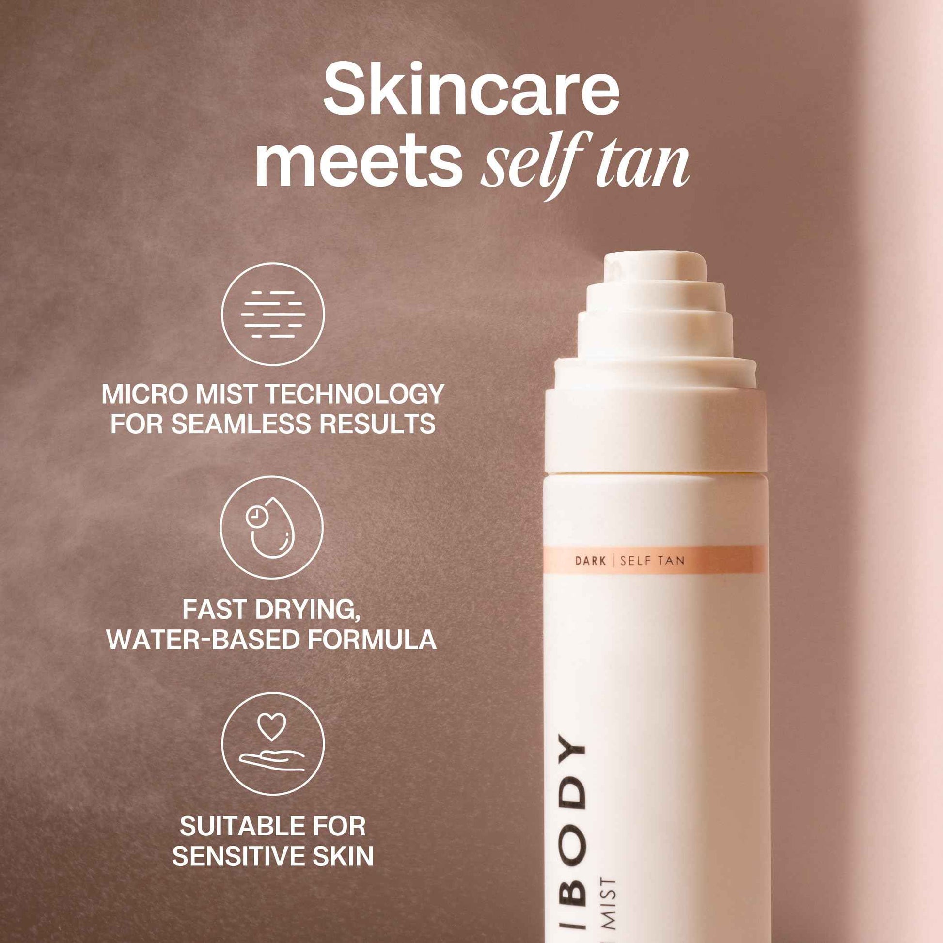 Bali Body Face Tan Mist - Dark Shade | Streak-Free, Fast Drying Facial Self Tanner | Hydrating Soothing Formula for All Skin Types | Vegan, Cruelty Free, Australian Made (100 ml/3.4 fl oz)