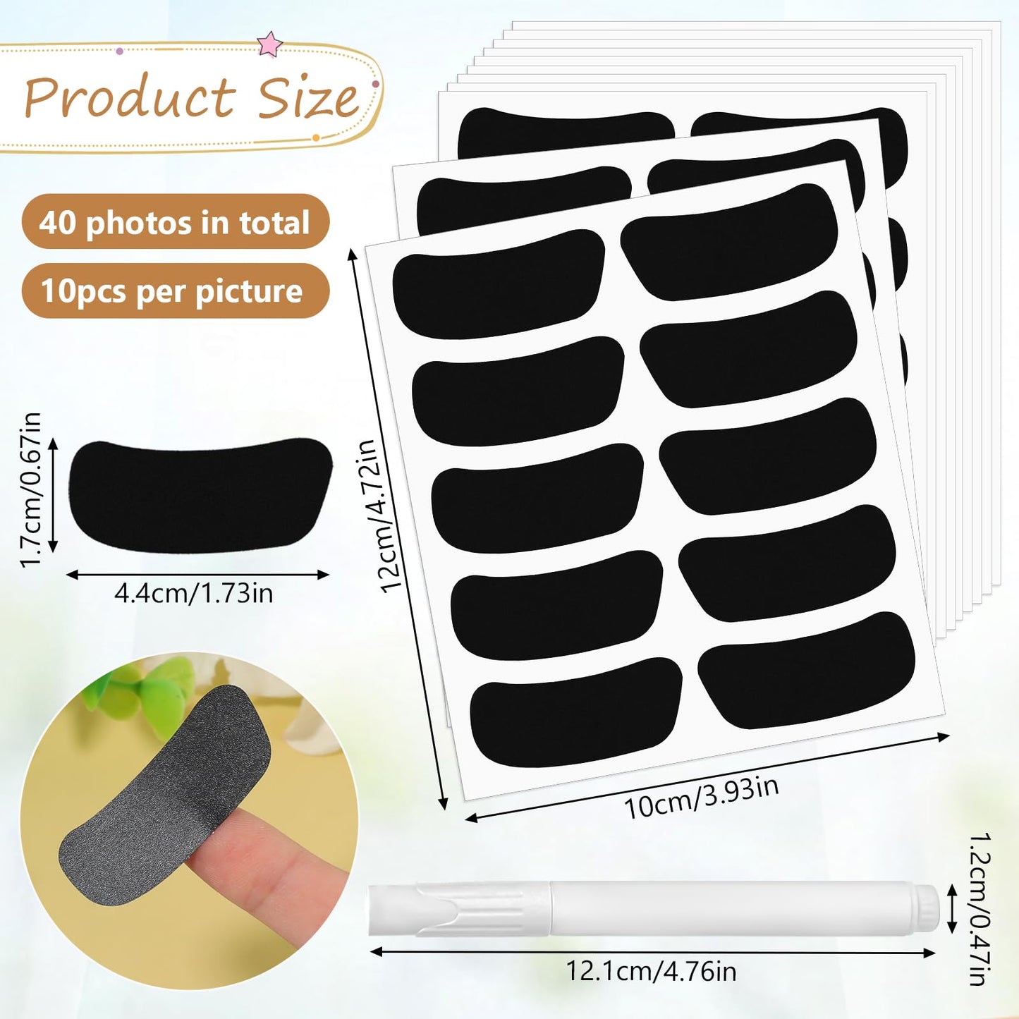 Mozeat Lens 200 Pairs Eye Strips Sports Eye Stickers Sports Black Eye Stickers with 1 White Pencil Breathable Eye Black Strips for Baseball Football Softball Lacrosse Fans on Game Day