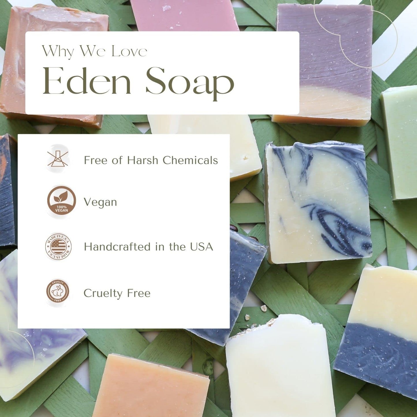 EDEN Daily Essentials - Natural Handmade Soap Bar - Olive Oil Soap Scented with Pure Essential Oils - 5oz