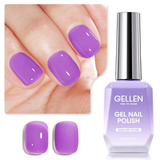 Gellen Jelly Gel Nail Polish, 18ml Jelly Bright Purple Gel Polish Translucent Purple Jelly Gel Polish Soak Off UV LED Nail Gel Polish for Nail Art DIY at Home, 0.61 OZ